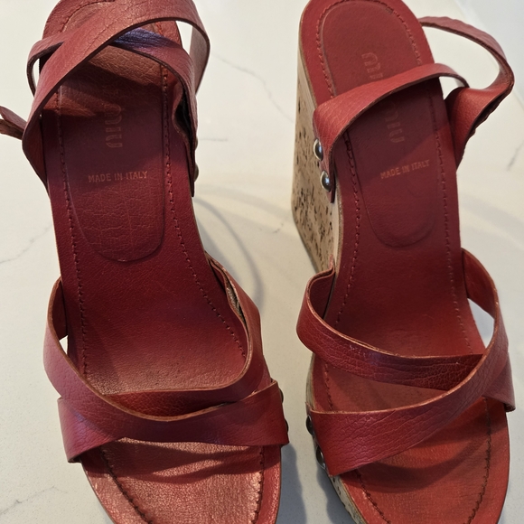 Red Wedge Sandals - Picture 2 of 3